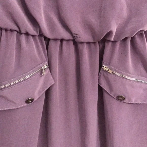 Purple short sleeve silky dress - Picture 3 of 6